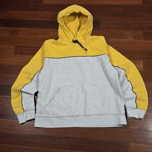 Aeropostale Colorblock Tech Fleece Yellow and Gray Men's Hoodie XL Y2k Style
